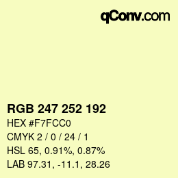 Código de color: RGB 247 252 192 | qconv.com