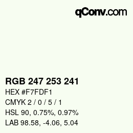 Color code: RGB 247 253 241 | qconv.com