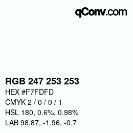 颜色代码: RGB 247 253 253 | qconv.com