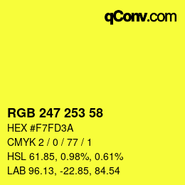 カラーコード: RGB 247 253 58 | qconv.com