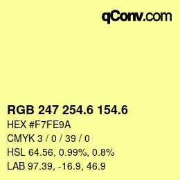 カラーコード: RGB 247 254.6 154.6 | qconv.com