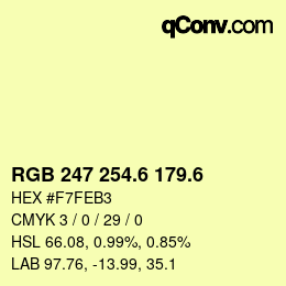 カラーコード: RGB 247 254.6 179.6 | qconv.com