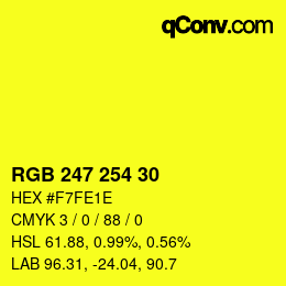 カラーコード: RGB 247 254 30 | qconv.com