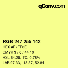 Color code: RGB 247 255 142 | qconv.com