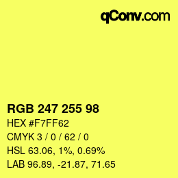 Farbcode: RGB 247 255 98 | qconv.com
