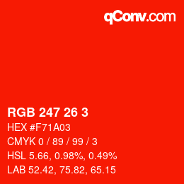 カラーコード: RGB 247 26 3 | qconv.com