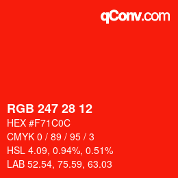 Color code: RGB 247 28 12 | qconv.com