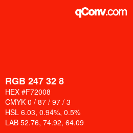 颜色代码: RGB 247 32 8 | qconv.com
