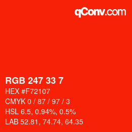 カラーコード: RGB 247 33 7 | qconv.com