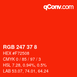 颜色代码: RGB 247 37 8 | qconv.com