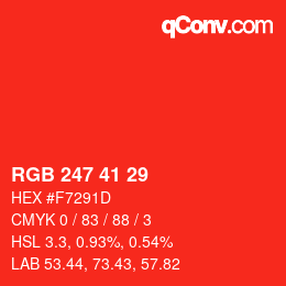 颜色代码: RGB 247 41 29 | qconv.com