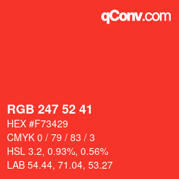 颜色代码: RGBA 247 52 41 1 | qconv.com