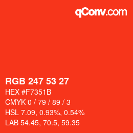 カラーコード: RGB 247 53 27 | qconv.com
