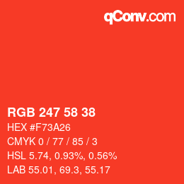 カラーコード: RGB 247 58 38 | qconv.com