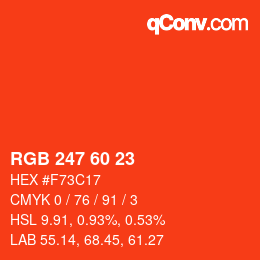 カラーコード: RGB 247 60 23 | qconv.com