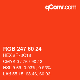 颜色代码: RGB 247 60 24 | qconv.com