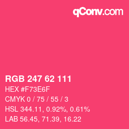 颜色代码: RGB 247 62 111 | qconv.com