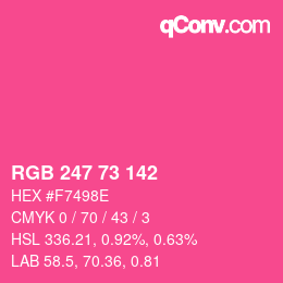 Farbcode: RGB 247 73 142 | qconv.com