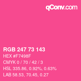 Farbcode: RGB 247 73 143 | qconv.com