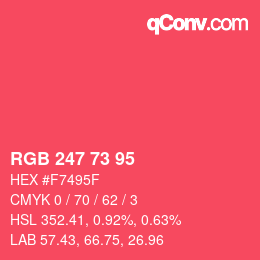 Farbcode: RGB 247 73 95 | qconv.com