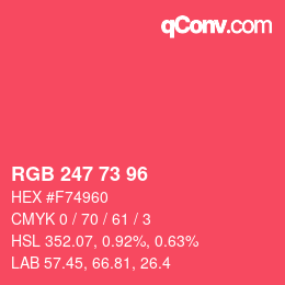 Farbcode: RGB 247 73 96 | qconv.com
