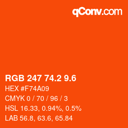 カラーコード: RGB 247 74.2 9.6 | qconv.com