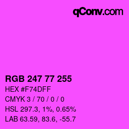 颜色代码: RGB 247 77 255 | qconv.com