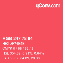 Farbcode: RGB 247 78 94 | qconv.com
