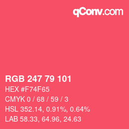 颜色代码: RGB 247 79 101 | qconv.com