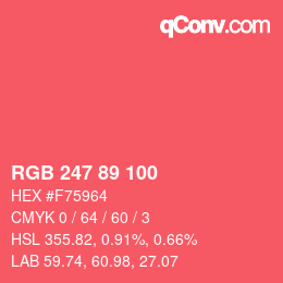 Color code: RGB 247 89 100 | qconv.com