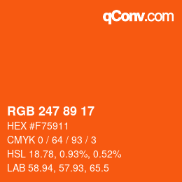 Color code: RGB 247 89 17 | qconv.com