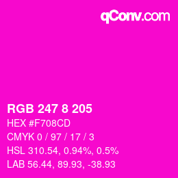 颜色代码: RGB 247 8 205 | qconv.com