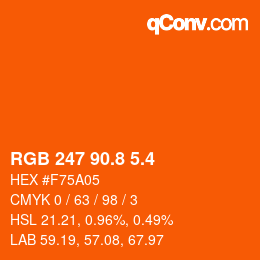 カラーコード: RGB 247 90.8 5.4 | qconv.com