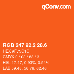 カラーコード: RGB 247 92.2 28.6 | qconv.com