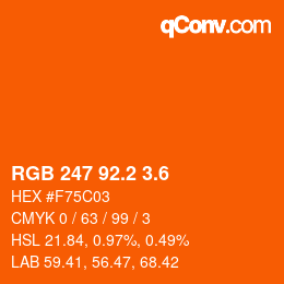 カラーコード: RGB 247 92.2 3.6 | qconv.com