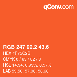 カラーコード: RGB 247 92.2 43.6 | qconv.com