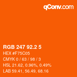 カラーコード: RGB 247 92.2 5 | qconv.com