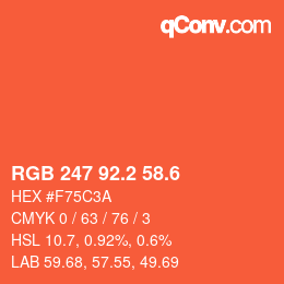 カラーコード: RGB 247 92.2 58.6 | qconv.com