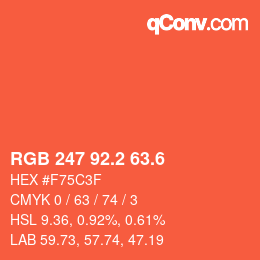 カラーコード: RGB 247 92.2 63.6 | qconv.com