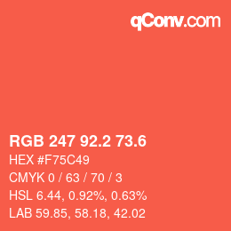 カラーコード: RGB 247 92.2 73.6 | qconv.com