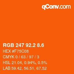 カラーコード: RGB 247 92.2 8.6 | qconv.com