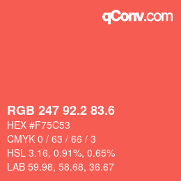 カラーコード: RGB 247 92.2 83.6 | qconv.com