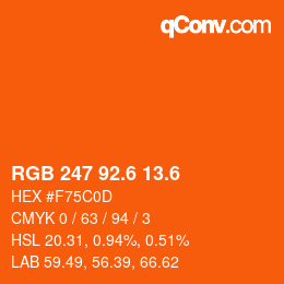 カラーコード: RGB 247 92.6 13.6 | qconv.com
