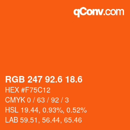 カラーコード: RGB 247 92.6 18.6 | qconv.com