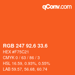 カラーコード: RGB 247 92.6 33.6 | qconv.com