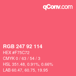 颜色代码: RGB 247 92 114 | qconv.com