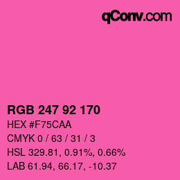 颜色代码: RGB 247 92 170 | qconv.com