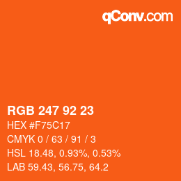颜色代码: RGB 247 92 23 | qconv.com
