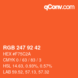 Color code: RGB 247 92 42 | qconv.com