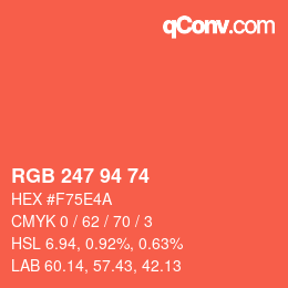 颜色代码: RGB 247 94 74 | qconv.com